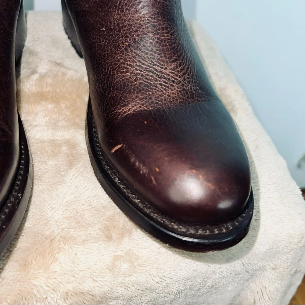 J.B. Dillon Maddie Tall Embossed Leather Harness Boots Brown Women’s 8.5B